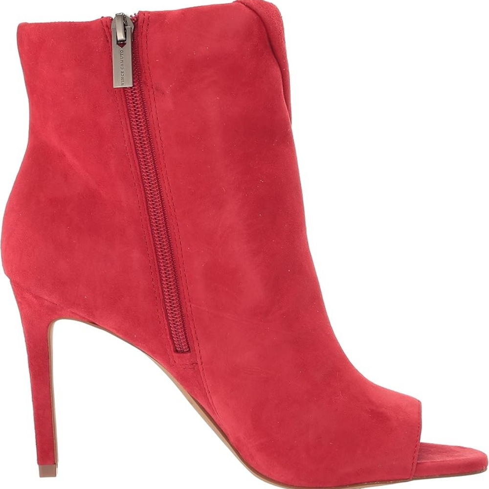 Vince Camuto Women's Open Toe Red Suede High Heel Bootie Size 5.5 - Picture 4 of 9